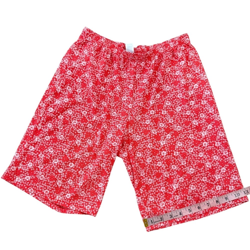 Adonna Sleepwear Womens Red WhiteFloral Pajama Shorts SizeS Elastic Waist Lounge - Picture 6 of 8